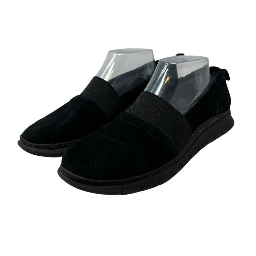 Vionic Kristi Black Suede Comfort Slip On Loafers Shoes Stretch US 8.5 EU 40